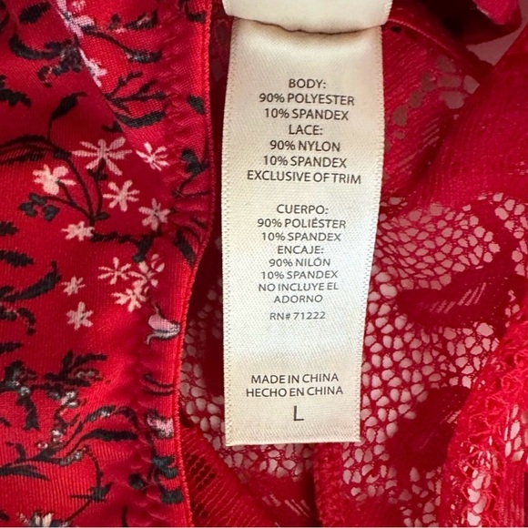 Jessica Simpson Red Floral Lingerie Set 36C Large Bra & Panties NEW WITH TAGS - Picture 9 of 10